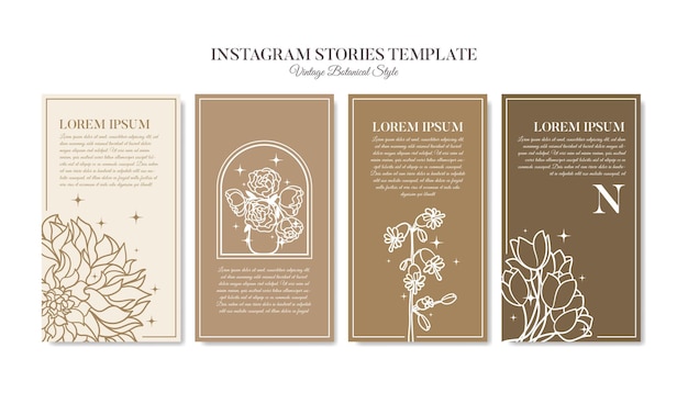 Plantilla de historias de instagram flores botánicas vintage