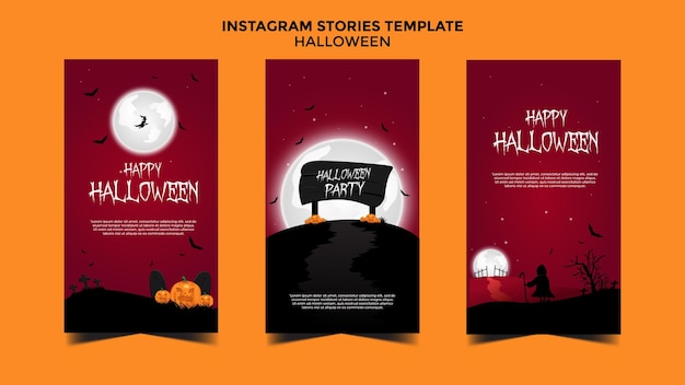 Vector plantilla de historias de instagram de halloween