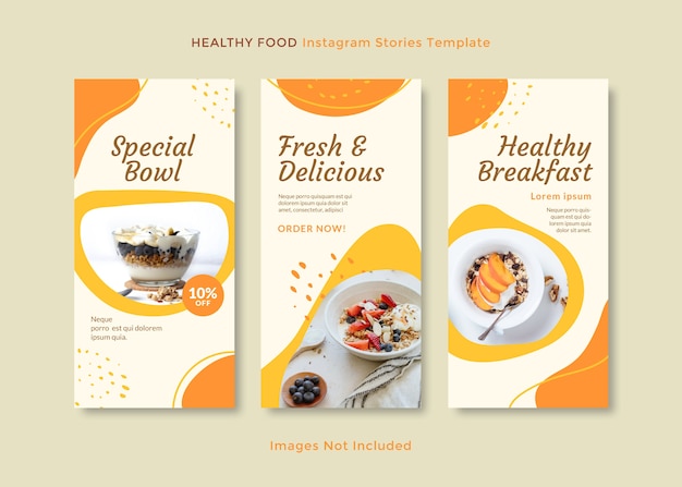 Plantilla de historias de instagram limpias y simples de alimentos saludables