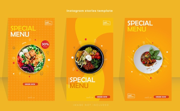 Plantilla de historias de instagram de menú de comida especial