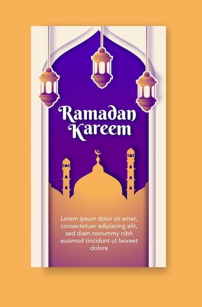 Vector plantilla de historias de redes sociales de ramadan kareem