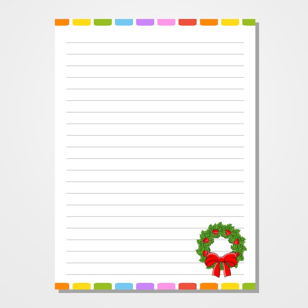 Vector plantilla de hoja para cuaderno diario de bloc de notas papel rayado