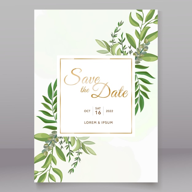 Vector plantilla de hojas de invitación de boda hermosa
