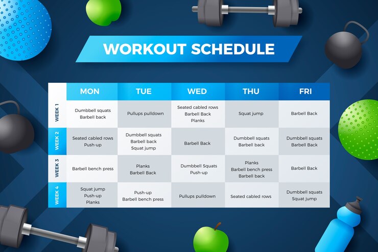 Vector plantilla de horario de rutina de entrenamiento de gradiente
