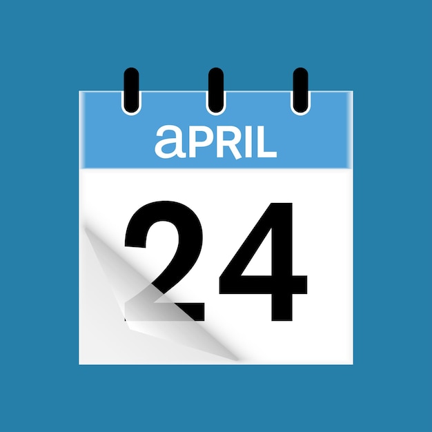 plantilla de icona de calendario diario del 24 de abril calendario de un solo día en estilo plano de ilustración vectorial
