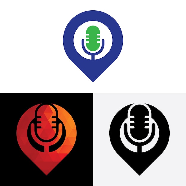 plantilla de icona de diseño de logotipo vectorial de podcast gps