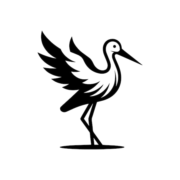 plantilla de icona del logotipo del pájaro cigüeña ilustración de la identidad de la marca