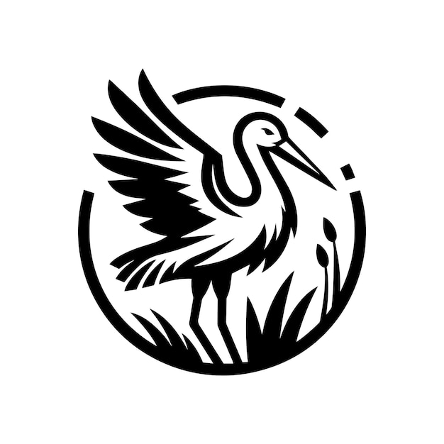 plantilla de icona del logotipo del pájaro cigüeña ilustración de la identidad de la marca