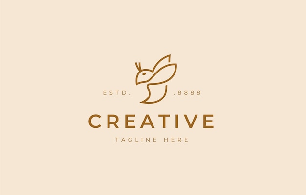 Plantilla de icono de diseño de logotipo de abeja minimalista