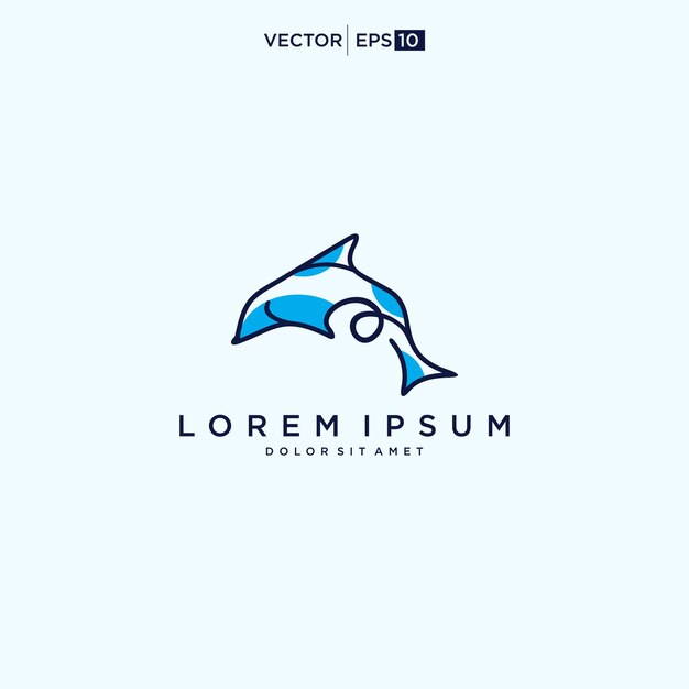 Plantilla de icono de diseño de logotipo de delfín