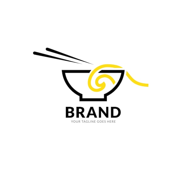 Plantilla de icono de diseño de logotipo de fideos chinos. Ilustración de vector de ramen japonés.