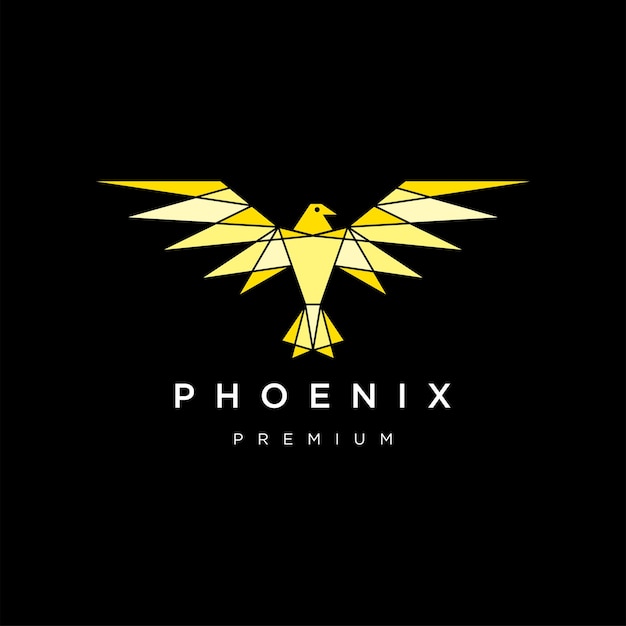 Plantilla de icono de diseño de logotipo geométrico Phoenix