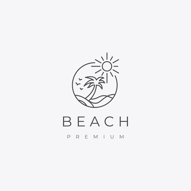 Plantilla de icono de diseño de logotipo de playa