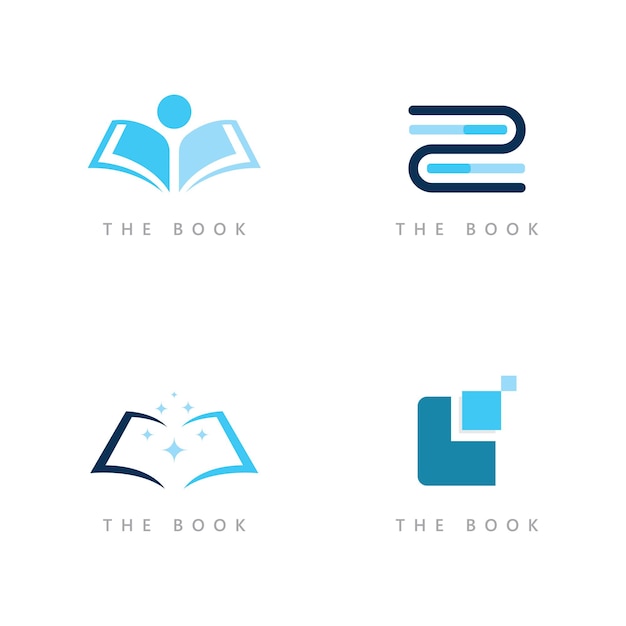 Plantilla de icono de logotipo de educación. ilustración de libro abierto