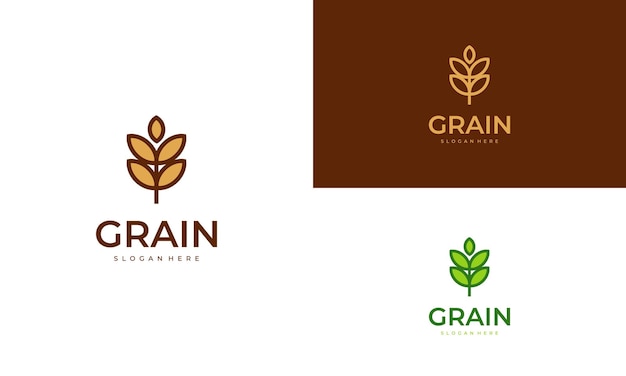 Plantilla de icono de logotipo de grano de concepto moderno de diseño de logotipo de trigo simple