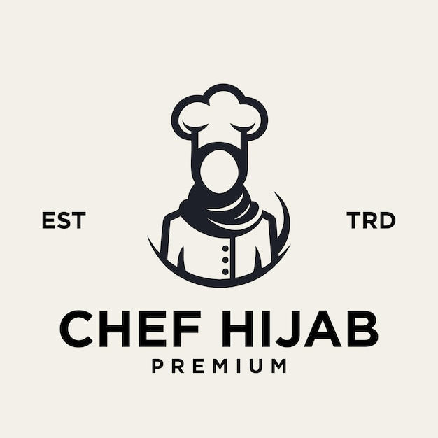 plantilla de icono del logotipo de la mujer chef musulmana