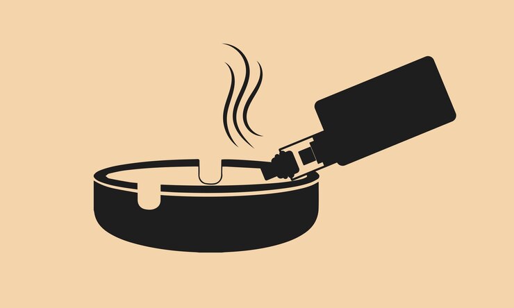 Vector plantilla de icono de logotipo negro vape y cenicero