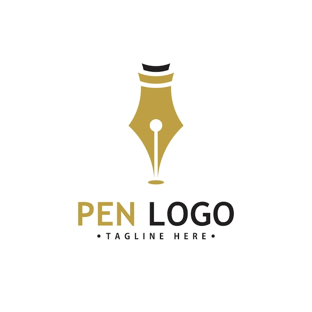 Vector plantilla de icono de logotipo de pluma. identidad del escritor de la empresa