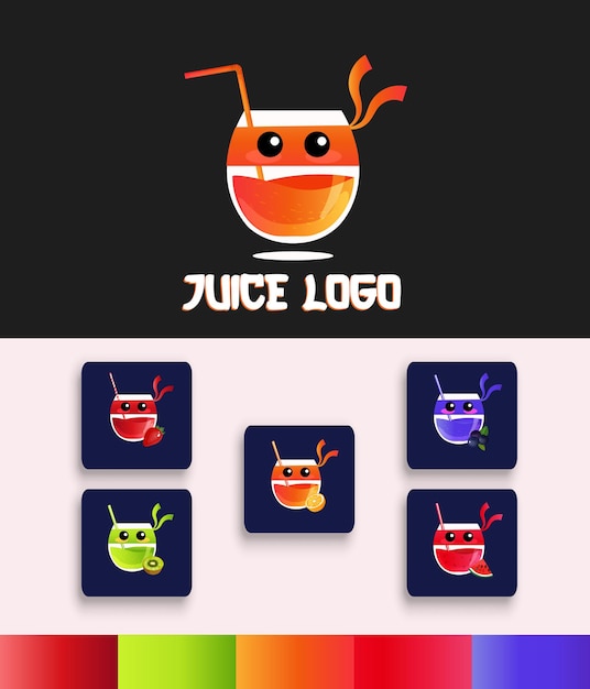 Vector plantilla de icono de logotipo de vidrio de jugo de ninja en degradado