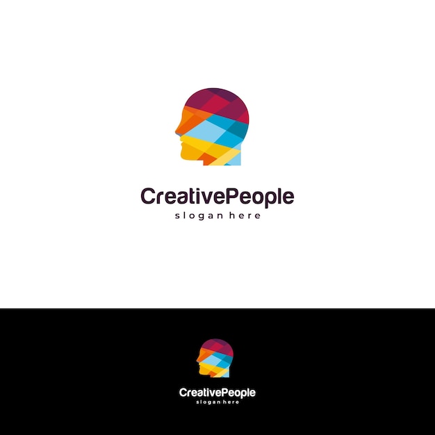 Plantilla de icono moderno de diseño de logotipo de cabeza de personas geométricas coloridas