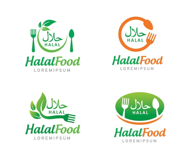 Plantilla de icono o símbolo de logotipo de comida halal