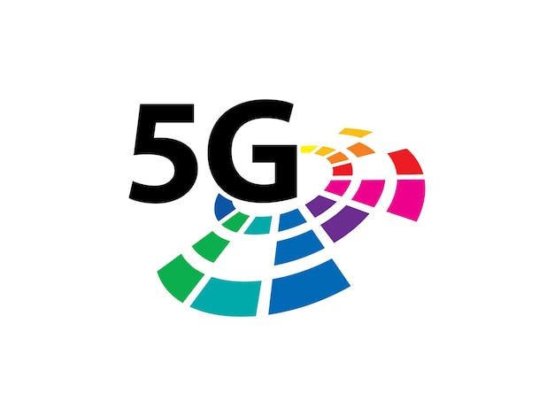 Plantilla de icono o símbolo de logotipo de conexión de red 5G