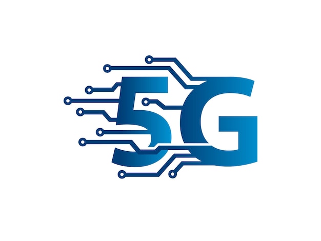 Plantilla de icono o símbolo de logotipo de conexión de red 5G