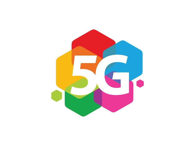 Plantilla de icono o símbolo de logotipo de conexión de red 5G