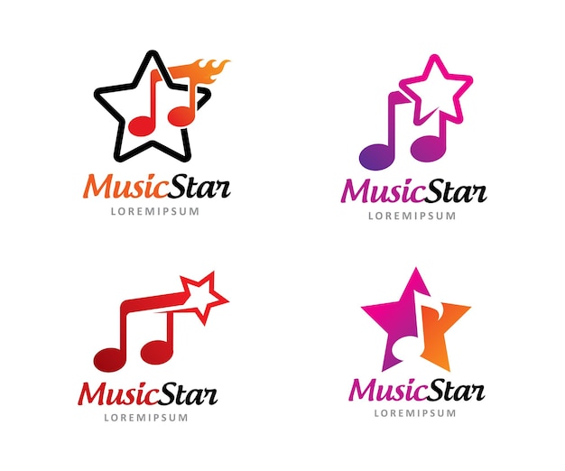 Plantilla de icono o símbolo de logotipo de estrella de la música