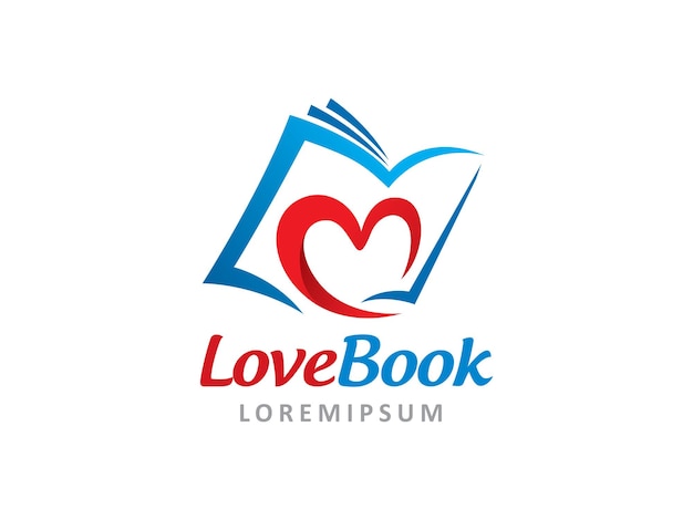 Plantilla de icono o símbolo de logotipo de libro de amor
