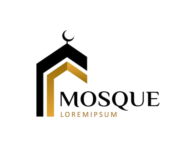 Plantilla de icono o símbolo de logotipo de mezquita moderna