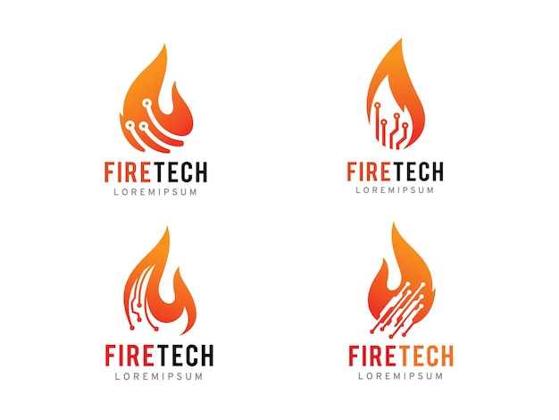 Plantilla de icono o símbolo de logotipo de tecnología de incendios