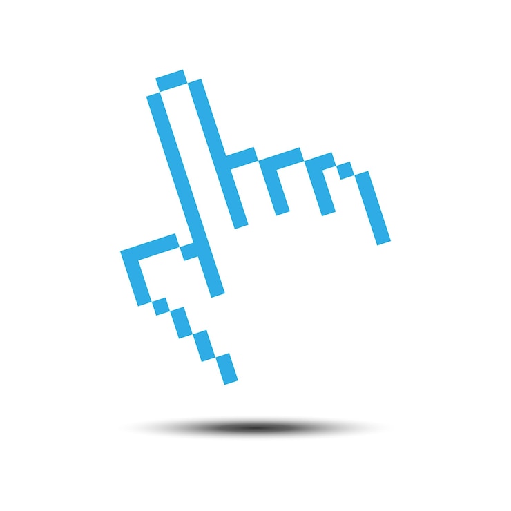 Vector plantilla de icono de puntero de cursor haga clic en diseño de ilustración de píxeles de dedo