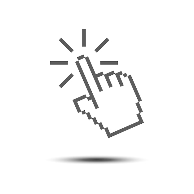Plantilla de icono de puntero de cursor Haga clic en diseño de ilustración de píxeles de dedo