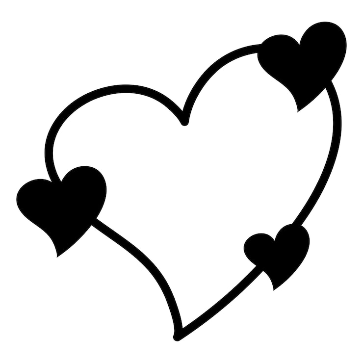 Vector plantilla de icono de signo de amor de garabato de corazón de garabato negro para invitación de tarjeta de camiseta