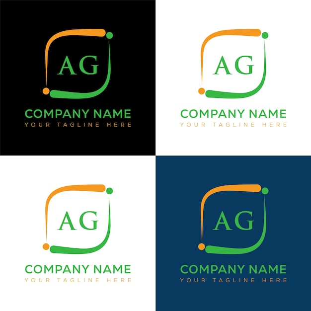 Plantilla de icono de vector de diseño de logotipo moderno inicial AG