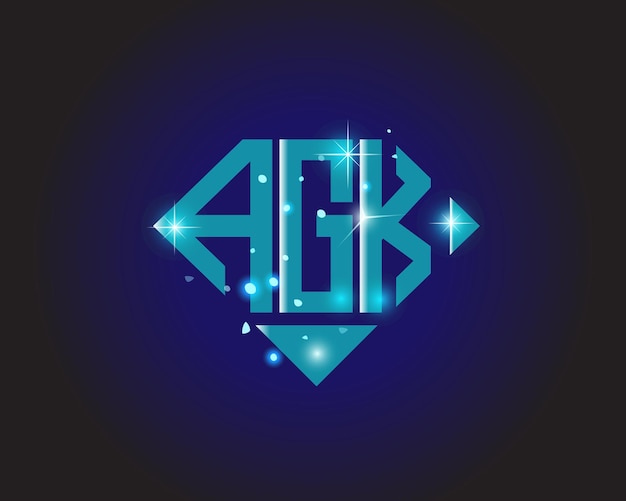 Plantilla de icono de vector de diseño de logotipo moderno inicial agk