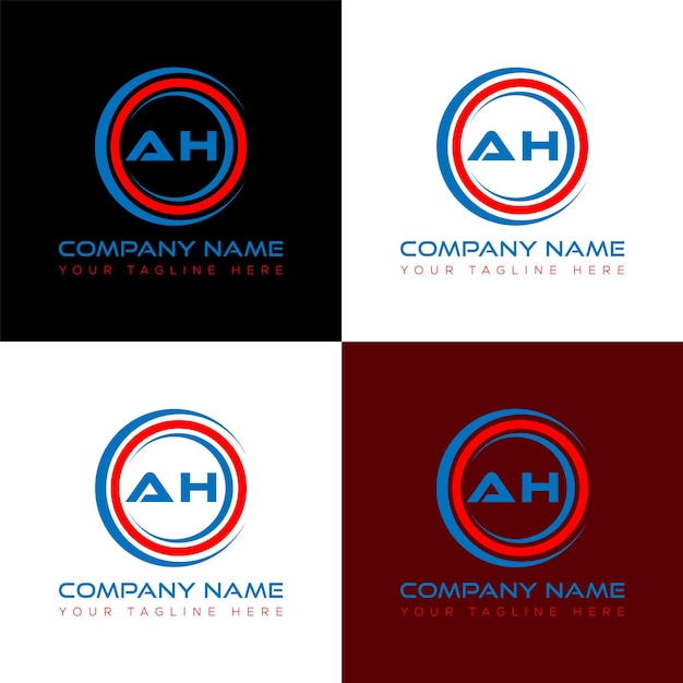 Plantilla de icono de vector de diseño de logotipo moderno inicial AH