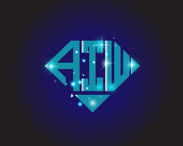 Plantilla de icono de vector de diseño de logotipo moderno inicial AIW