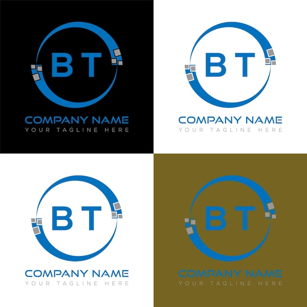 Plantilla de icono de vector de diseño de logotipo moderno inicial de bt