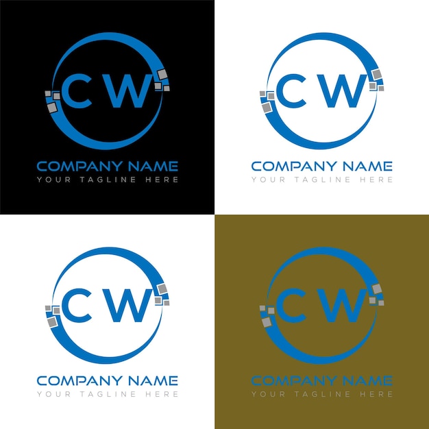 Plantilla de icono de vector de diseño de logotipo moderno inicial CW