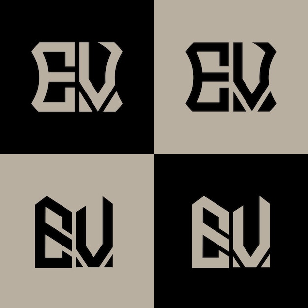 Plantilla de icono de vector de diseño de logotipo moderno inicial EV