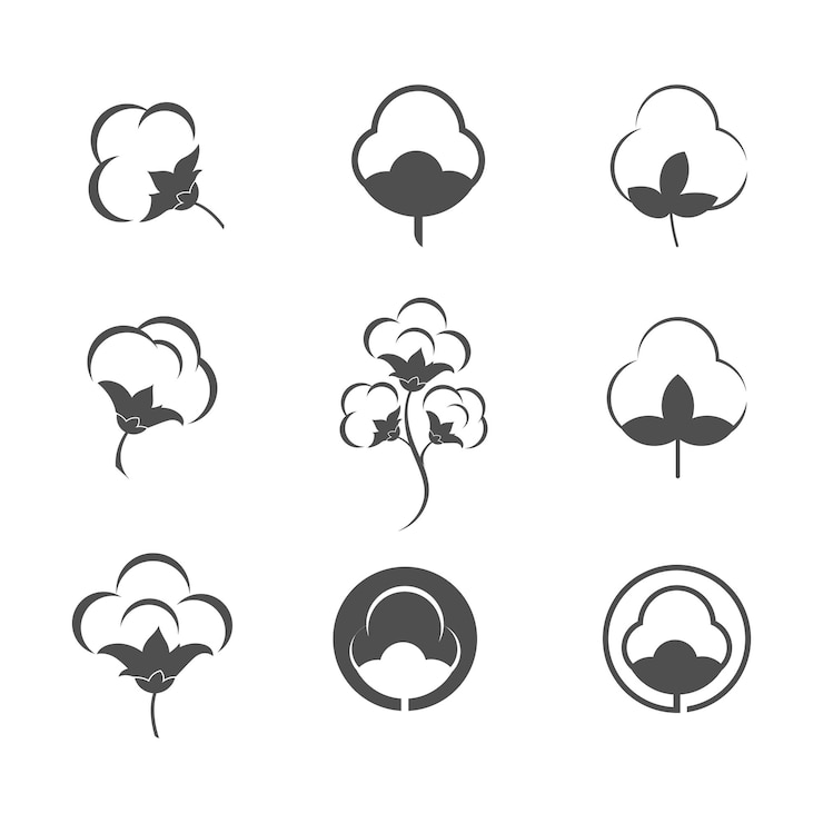 Vector plantilla de icono de vector de flor de algodón
