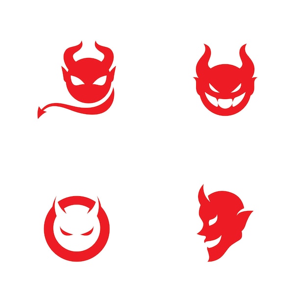 Plantilla de icono de vector de logo de diablo rojo