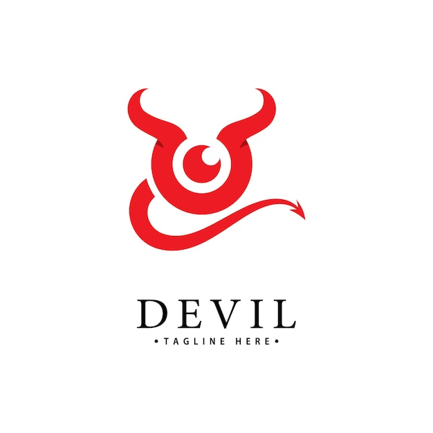 Plantilla de icono de vector de logo de diablo rojo