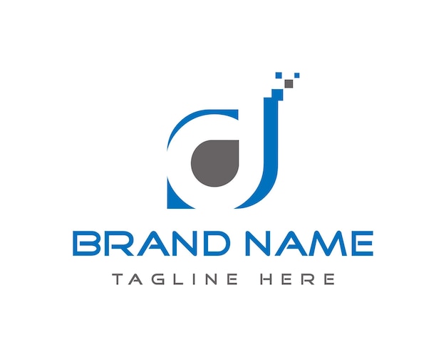 La plantilla de icono vectorial del diseño del logotipo de la letra digital Pixel D