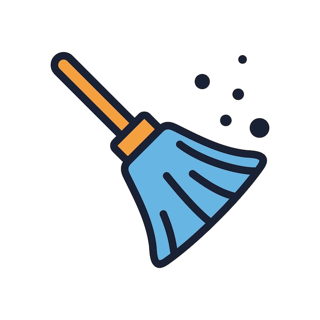 plantilla de icono vectorial de servicio de limpieza de escoba EPS 10