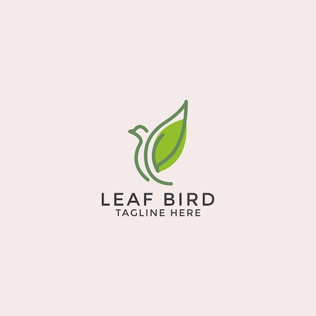 plantilla icono vektor logo daun burung mengunduh garis seni garis warna monoline