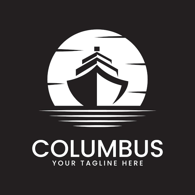 Vector plantilla de iconos del logotipo de columbus diseño de nubes lunares e ilustración vectorial del mar