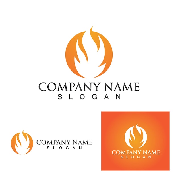 Plantilla de iconos de logotipo y símbolos de naturaleza de llama de fuego